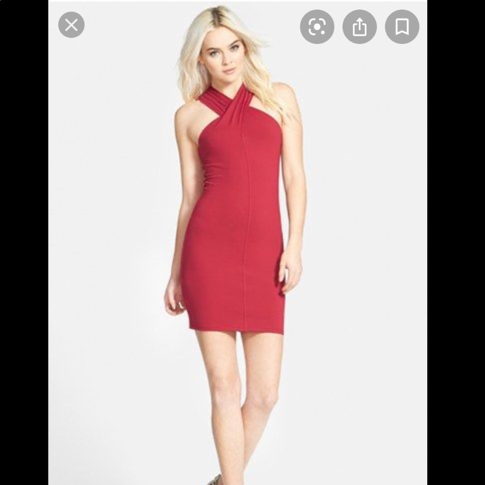Leith red bodycon halter dress